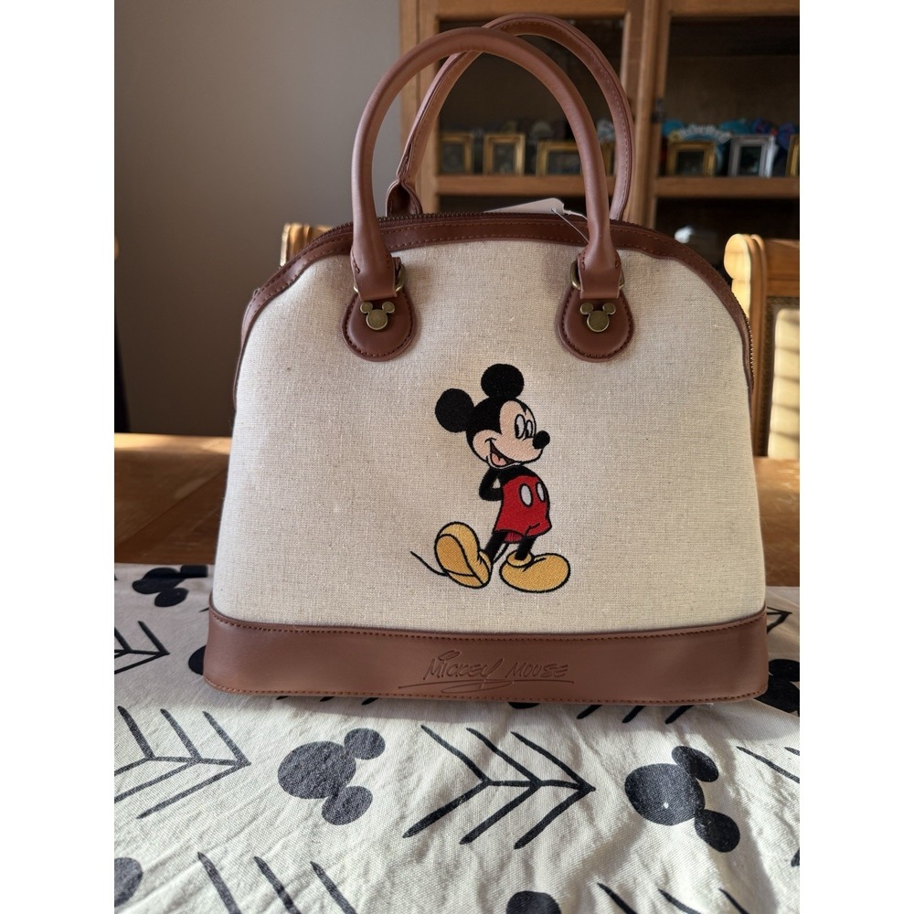 Disney Parks  Mickey Mouse Shoulder Bag Crossbody Purse Embroidered Mickey NWT